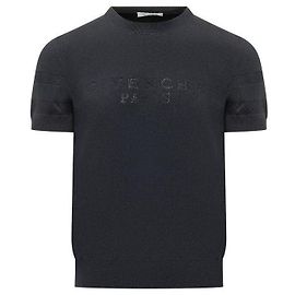 Givenchy Jacquard-Baumwollstrick-T-Shirt Blau