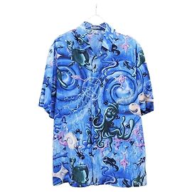 Dior Camicia di seta con stampa obliqua Kenisharf Blu