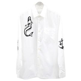 Prada Triangle Logo Printed White Cotton Shirt White