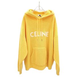 Céline Moletom com capuz de lã canelada Dourado