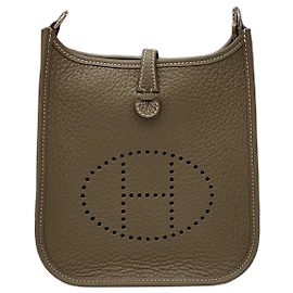 Hermès Mini Evelyne Etoupe Silver Stamp Marron