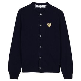 Comme Des Garcons Cardigan mit goldenem Herz-Patch Blau