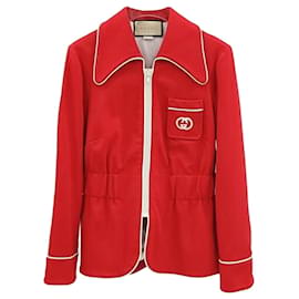 Gucci Interlocking Jersey Zip-Up Jacket Red