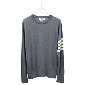Thom Browne Braçadeira de malha de lã merino cinza médio com padrão diagonal Marrom