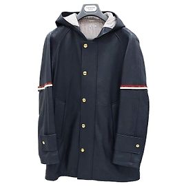 Thom Browne Leather Arm Band Hooded Jacket Black