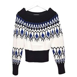 Alexander Mcqueen Fair Isle Wollstrick mit Off-Shoulder-Ausschnitt Mehrfarben