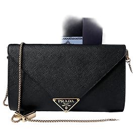 Prada Mini borsa a tracolla Saffiano Chain Nera Nero