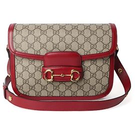 Gucci GG Supreme Horsebit Shoulder Red
