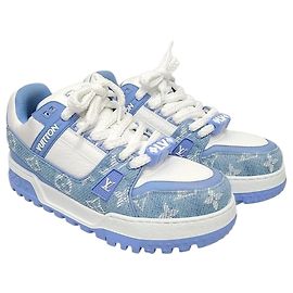 Louis Vuitton Baskets LV Trainer Maxi en denim monogram bleu Bleu