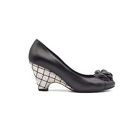 Chanel Camellia Cork Wedge Pumps Black
