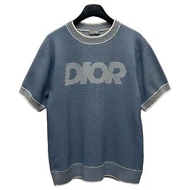 Dior Logo Cotton Blend Tramatto Knit Short Sleeve T-Shirt Multiple colors