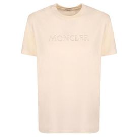 Moncler Baumwoll-T-Shirt mit tonaler Logo-Stickerei Weiß