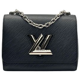 Louis Vuitton Bolsa Transversal Epi Twist PM Preta Prata Preto