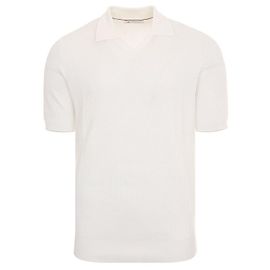 Brunello Cucinelli Kurzärmeliges T-Shirt aus Baumwollstrick Weiß