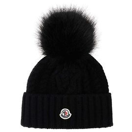 Moncler Gorro de cachemira con pompón de piel de zorro Multicolor