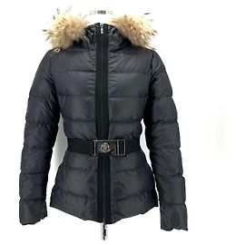 Moncler Angres Belt Fur Short Down Jacket Black