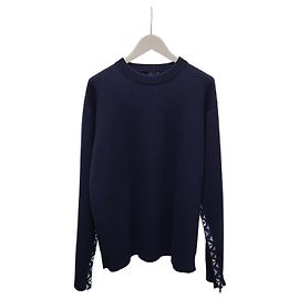 Louis Vuitton Blauer Strickpullover für die Freizeit mit offenen Ärmeln Blau
