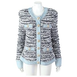 Balmain Giacca in denim e tweed Blu