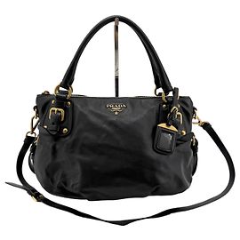 Prada Borsa Tote e Borsa a Spalla in vitello morbido Nero