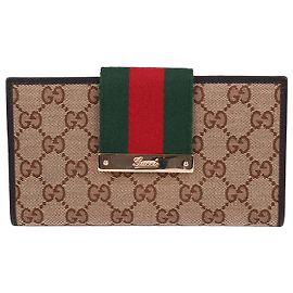 Gucci Cartera larga con solapa GG Canvas Three Stripes Multicolor