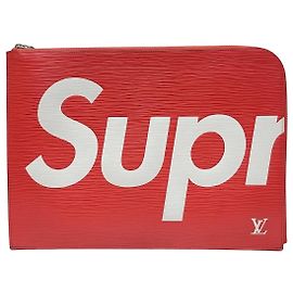 Louis Vuitton Supreme Red Logo EPI Clutch Bag Red