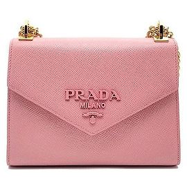 Prada Borsa a Spalla Saffiano Monochrome Chain Rosso