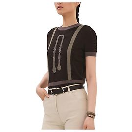Hermès Coaching Kurzarm-Pullover Mehrfarben