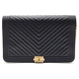 Chanel Mini borsa a tracolla WOC Boy in caviar Nero