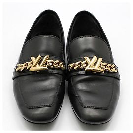 Louis Vuitton Mocassin plat LV Gold Upper Case noir Noir