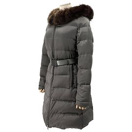 Prada Abrigo largo acolchado con cinturón para mujer Castaño