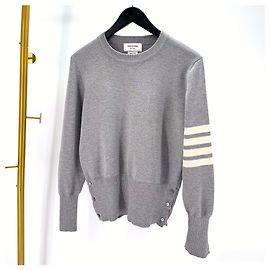 Thom Browne Diagonale Armbinde Milano Stitch Strick Grau Braun