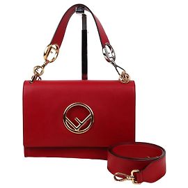 Fendi Logo Can Eye Red Shoulder Bag Red