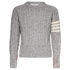 Thom Browne Classic Diagonal Armband Cable Knit Light Gray Silvery