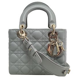 Dior Anthracite Grey Cannage Lambskin Lady Small Bag Brown