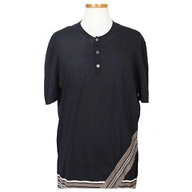 Hermès Strickshirt mit kurzen Ärmeln Navy XXL Blau