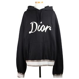 Dior Oversized Hoodie mit besticktem Logo Schwarz Schwarz