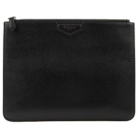 Givenchy Large Black Leather Antigona Clutch Black