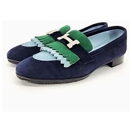 Hermès Mocassins Hermes en daim Royal Bleu