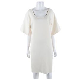 Hermès Robe en maille à manches courtes Blanc