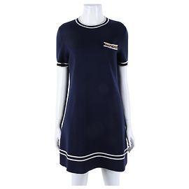Robe en maille à manches courtes Gucci Bleu