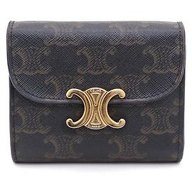 Céline Triomphe Canvas Small Three-Fold Women's Wallet Brown