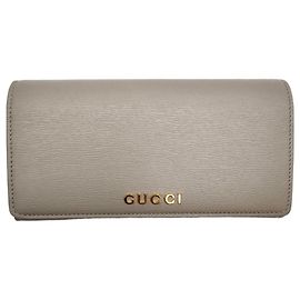 Gucci Cartera Larga Script Gris Castaño