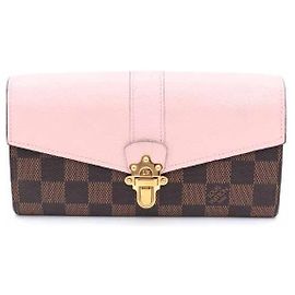 Louis Vuitton Clapton Long Wallet in Damier Ébène Pink