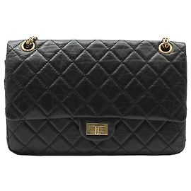 Chanel Black Vintage Medium Gold Chain Shoulder Bag Black