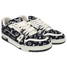 Louis Vuitton Black Monogram Textile LV Trainer Sneakers Black