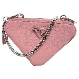 Prada Mini crossbody de couro Saffiano triangular rosa Rosa