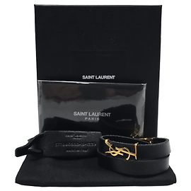 Saint Laurent Monogram Double Wrap Bracelet Black