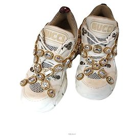 Gucci Baskets Flash Track Crystal Blanc