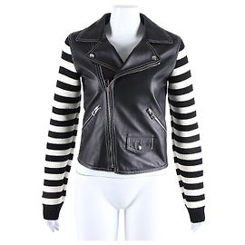 Loewe Knit Leather Jacket White