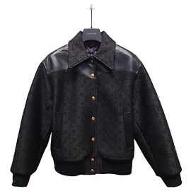 Louis Vuitton Black Glitter Monogram Bomber Jacket Black